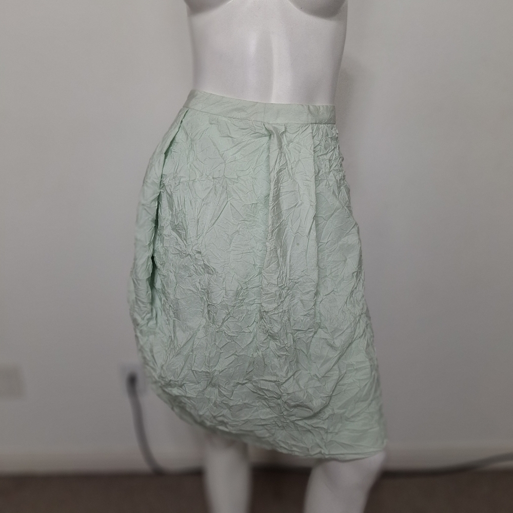 Michael Kors Sea Foam Green Coquette Asymmetrical Runway Taffeta Skirt Size 2